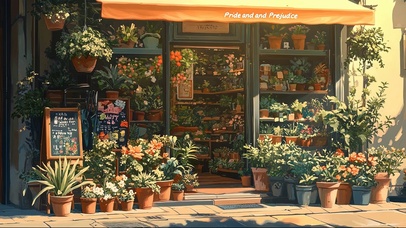 城市夏日暖阳绿植店