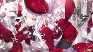 唯美鲜花白发少女