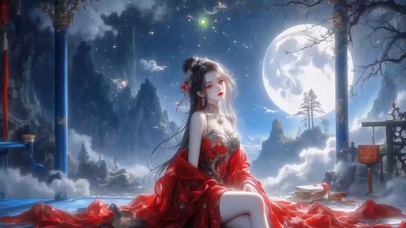 红衣飘飘性感国风女神