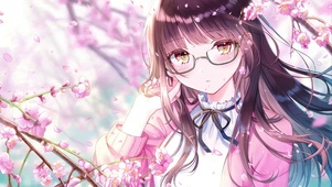 清新桃花飘落