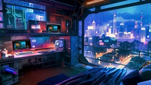 卧室雨夜
