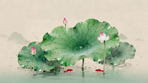夏日荷花小鱼