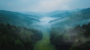 绿色云雾山林
