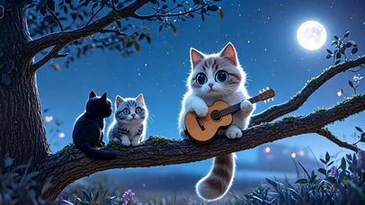 弹吉它的猫咪
