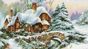 刺绣雪景小屋