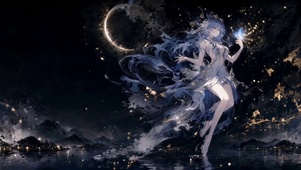 夜澜蝶影、蟾月浮纱