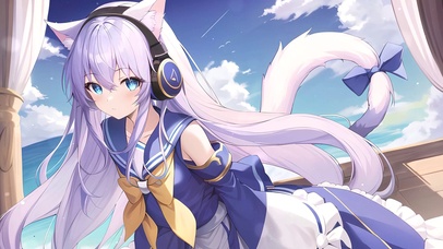 窗边可爱猫耳少女