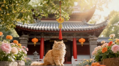 秋天桂花树下猫咪