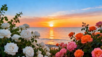 夕阳海