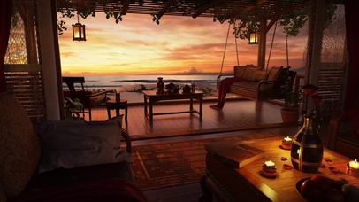 唯美海滨黄昏小屋