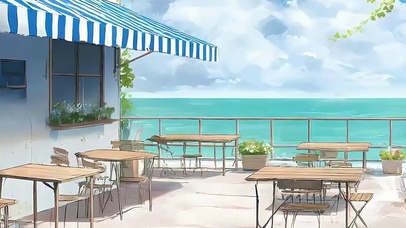 白云树木海景带鱼屏