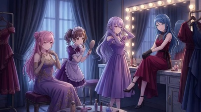 化妆间的少女们