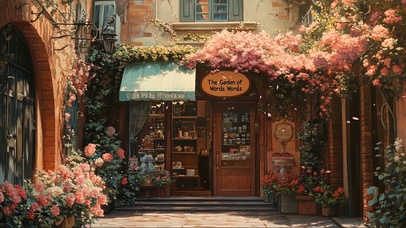 静谧城市转角樱花商店