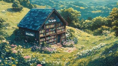 花海山坡温馨木屋书店