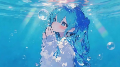 蓝色水下女孩