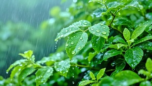 护眼绿叶小雨4K