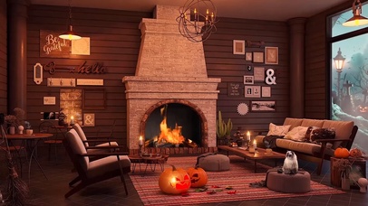 舒适的万圣节咖啡厅