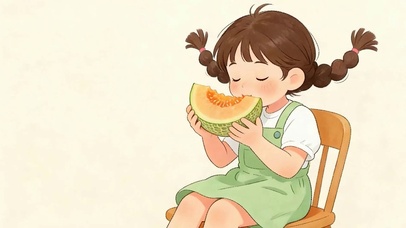 吃哈密瓜女孩