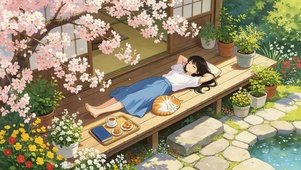樱花树下女孩