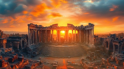 黄昏古罗马剧院