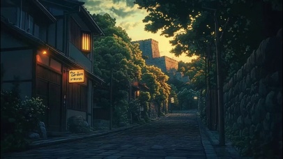 静谧傍晚宁静小城街道