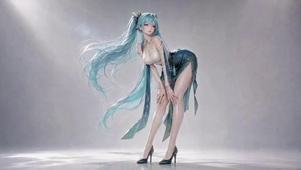 蓝发旗袍少女