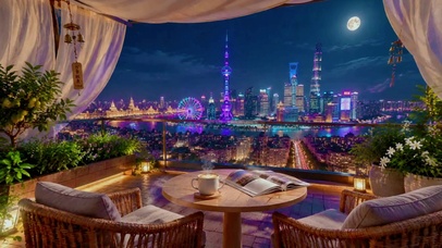 治愈顶楼露台夜风