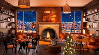 冬季舒适圣诞咖啡厅