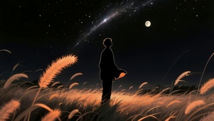 夜晚草原少年