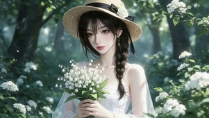 春天鲜花女孩