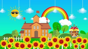 学校花朵卡通背景