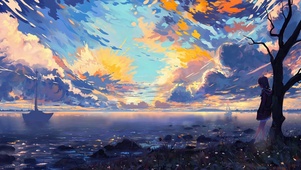 霞落孤海