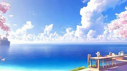 白云 树木海景