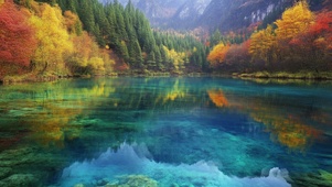 森林湖水