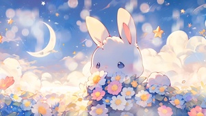 4K 花卉兔子
