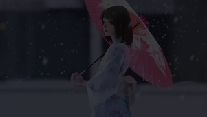撑伞女孩和服