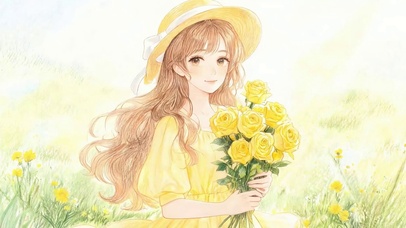 手拿鲜花女孩