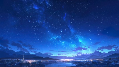 俯瞰星夜城市天际线