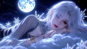 云榻上的清冷红瞳少女