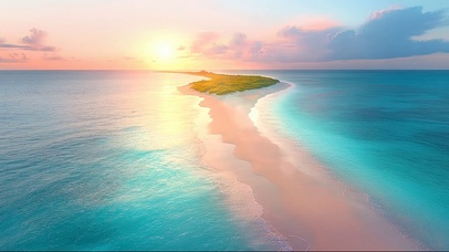 清新粉色沙滩孤岛