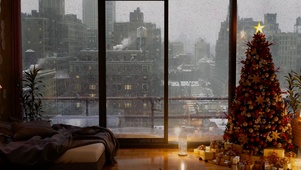 圣诞日暴风雪温暖舒适的房间