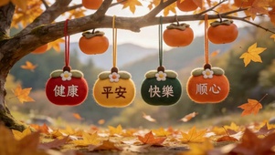 四个可爱柿子吊坠
