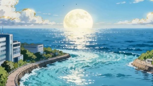 海景树木房屋双屏