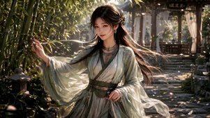 竹林古风清丽美人