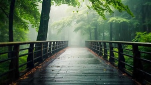 雨天的树林小路