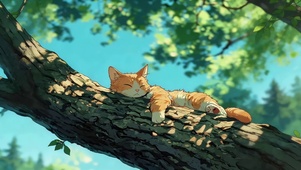树上避暑的猫咪