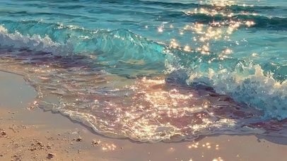 清新海滩夏日阳光海水