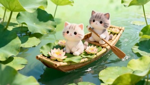 荷叶游艇猫咪