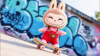 花样滑板拉布布labubu