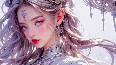 银灰发色俏丽美人